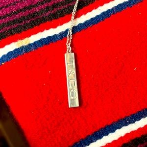 🌟🌟"T & CO." Tiffany & Co 925 Sterling Silver DANGLING BAR PENDANT NECKLACE